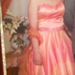 Nina Canacci evening bowl beaded orange dress